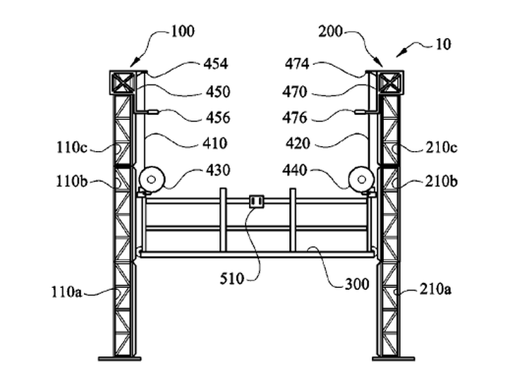 8,302,735 - Sky Climber, LLC. - Self-erecting suspension platform system