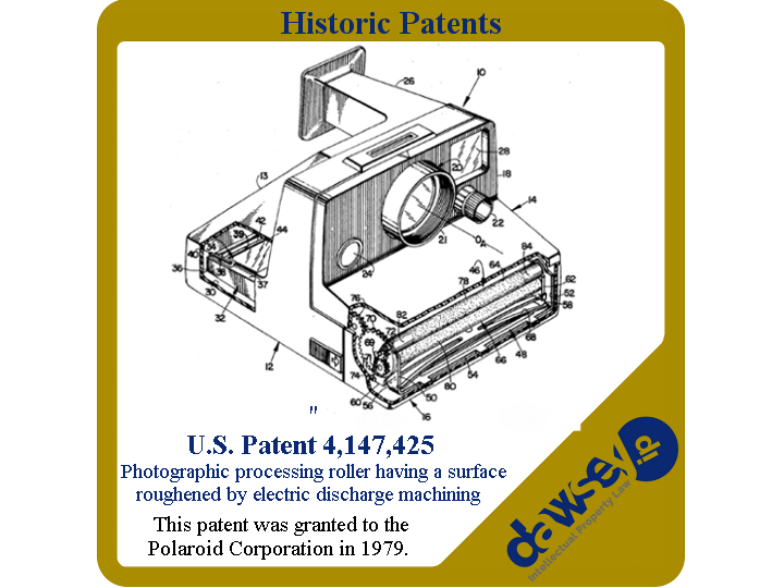 4,147,425 - Polaroid Corp - Photographic processing roller having a surface roughened by electric discharge machining